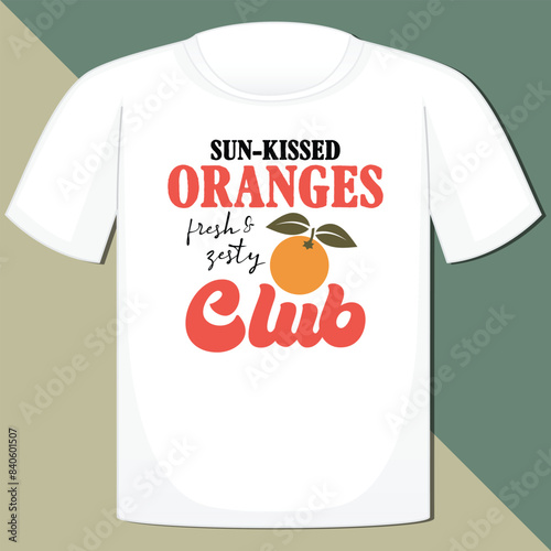SUN-KISSED ORANGES CLUB  VINTAGE FRUIT T-SHIRT DESIGN, photo