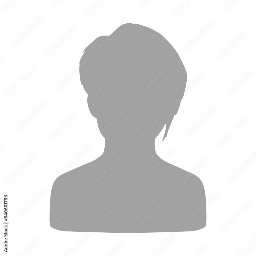 アシンメトリーヘアの男性シルエット グレー アシンメトリーヘアの男性シルエット グレー