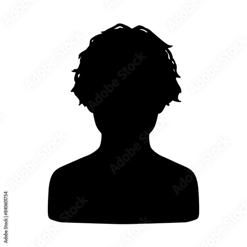 ウェーブヘアの男性シルエットアイコン　黒