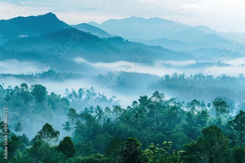 Mountains under mist in the morning Amazing nature scenery form Kerala God's own Country Tourism and travel concept image, Fresh and relax type nature image with generative ai