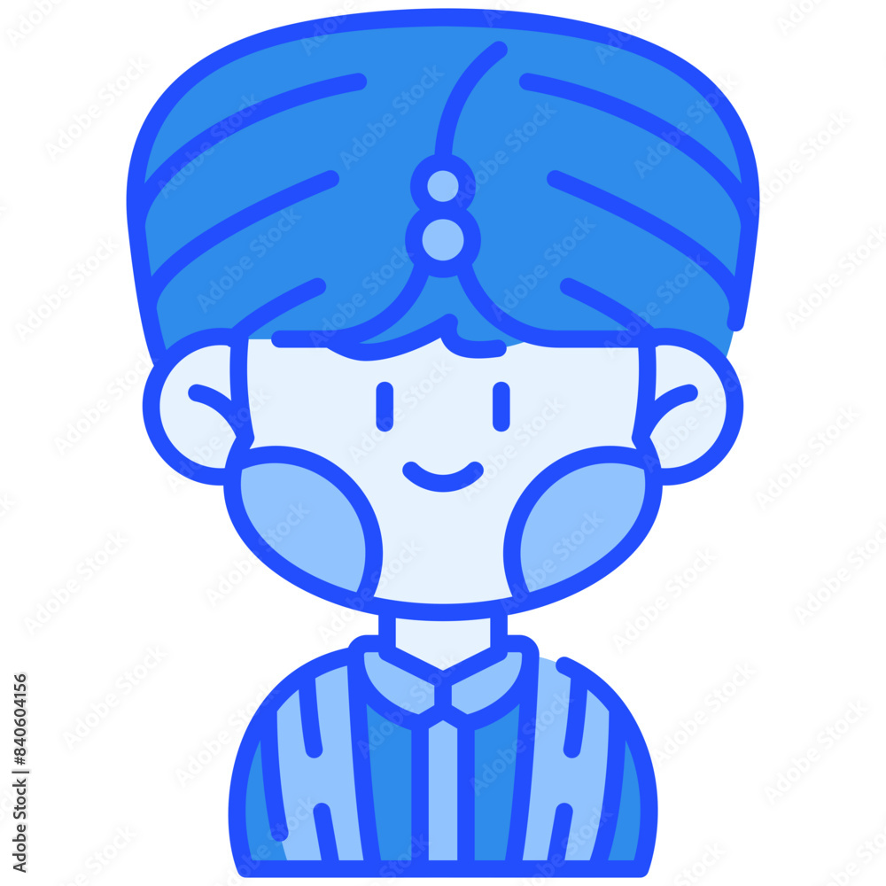 Indian Boy Blue Color Icon Indian Boy Blue Color Icon