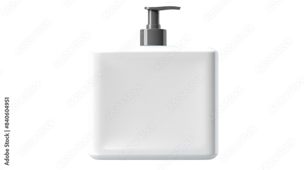 Obraz premium Blank white plastic pump bottle mockups isolated on a white background, perfect for product mockups, branding, and packaging design presentations.