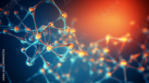 Futuristic Genetic Molecule Abstract Structure - 3D Medical Science Background Illustration