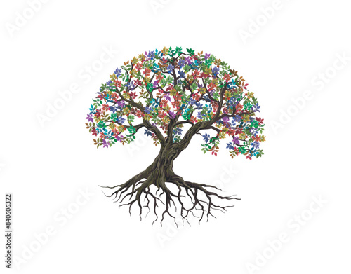 A rainbow tree abstract  mutlicolor of leaves concept design 