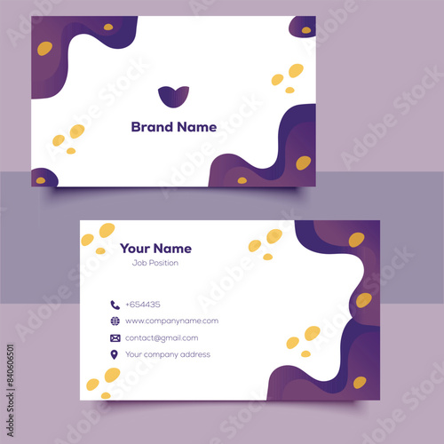 Modern purple & yellow business card.Horizontal and  Vector illustration &  Realistic design EPS10