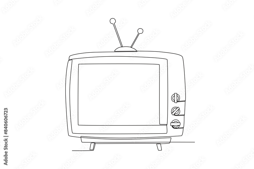 Continuous one line drawing of Old school TV. Modern continuous line draw design graphic vector illustration
Continuous one line drawing of Old school TV. Modern continuous line draw design graphic vector illustration