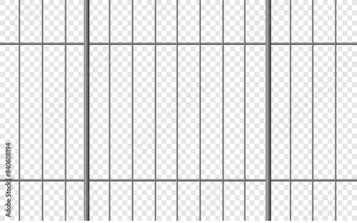 Realistic prisoner cell metal bar design isolated. Vector stock