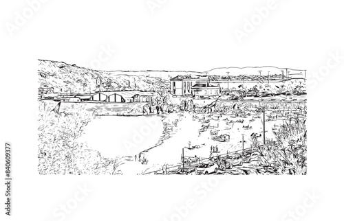 Obraz na płótnie Print Building view with landmark of Santander is the city in Spain. Hand drawn sketch illustration in vector. w salonie