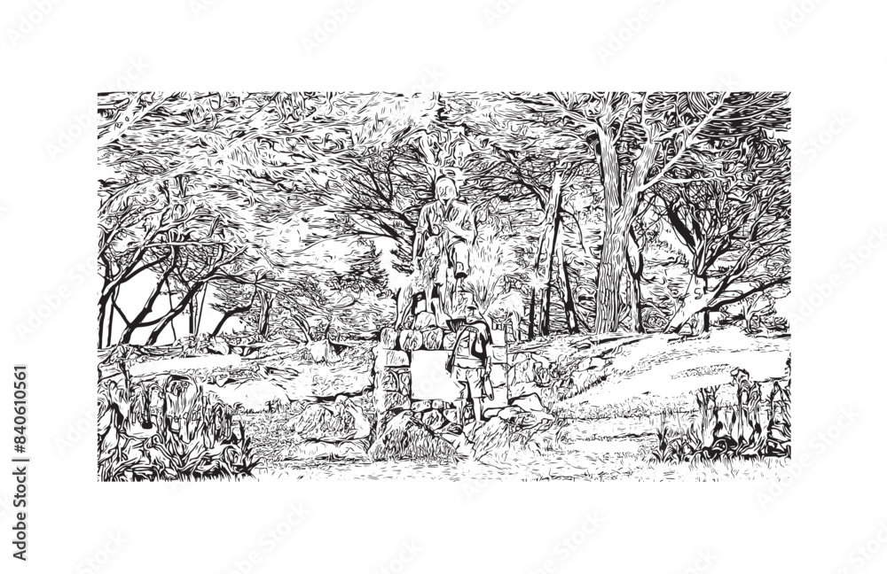 Print Building view with landmark of Santander is the city in Spain. Hand drawn sketch illustration in vector.