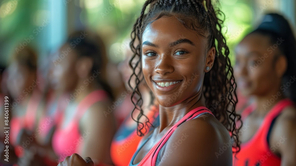 Group fitness class in progress, with participants engaged in high-energy exercise routines, promoting health and fitness. Group fitness class in progress, with participants engaged in high-energy exercise routines, promoting health and fitness.