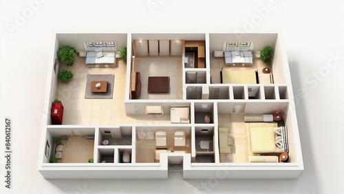 Top view of floor plan. Apartment interior