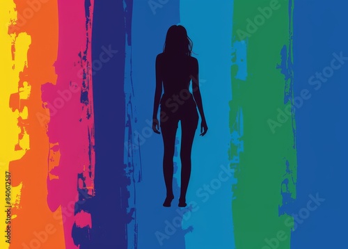 Be Yourself: Silhouette of a Person on Rainbow Pride Month Background
