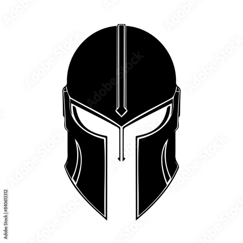 Futuristic Warrior Helmet Design Showing Sleek and Bold Graphic Icon