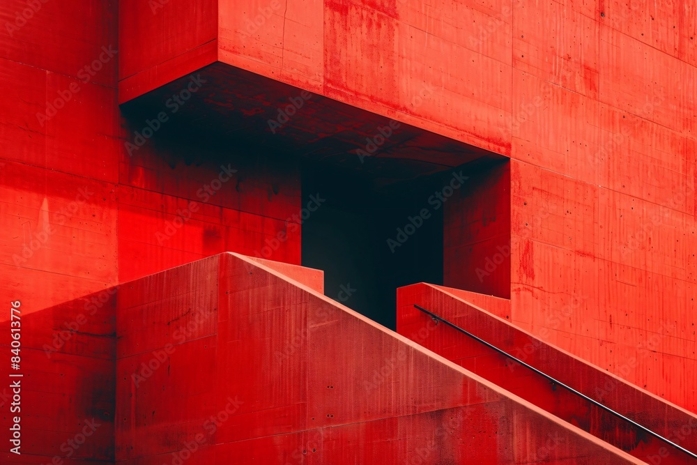 Red building with staircase and window Red building with staircase and window