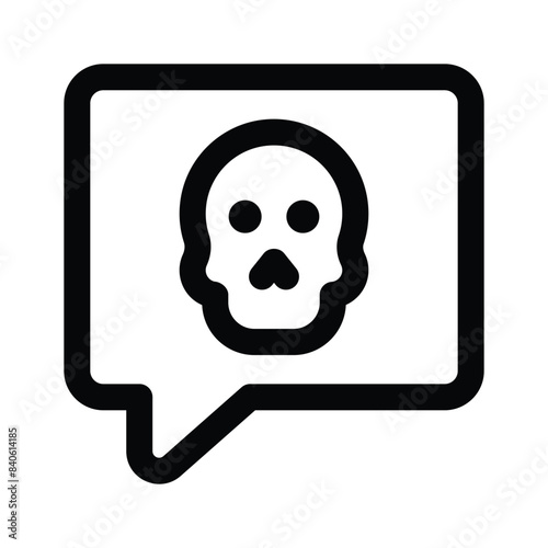 Skull on chat bubble showing icon of message hacking, cybercrime vector