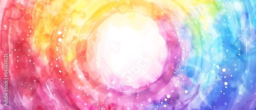 Radiant watercolor rainbow with a glowing effect, perfect for bright and luminous background designs