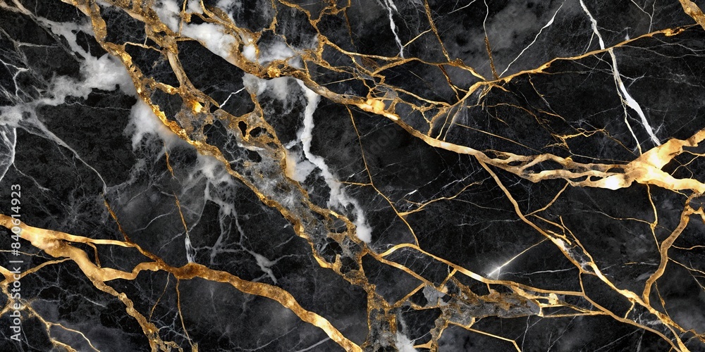 ภาพประกอบสต็อก Black and white marble with gold veins texture , marble ...