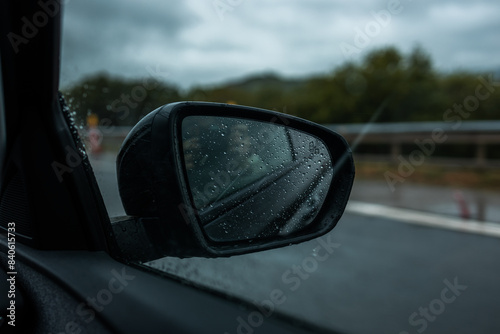 driving on the road close up of mirror