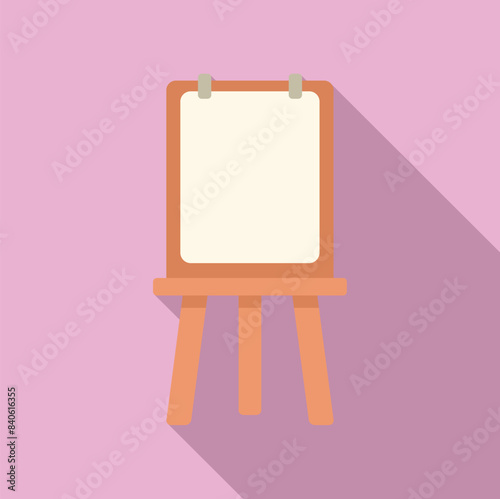 Vector illustration of a blank flip chart on a wooden easel with a pastel background