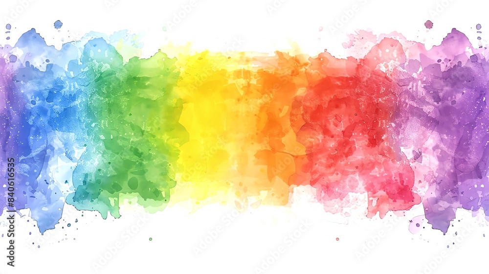 Energetic watercolor rainbow for Pride celebrations, offering lively and festive background aesthetics