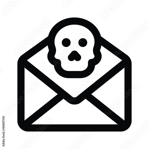 Cross sign on mail denoting icon of mail error, spam mail vector design