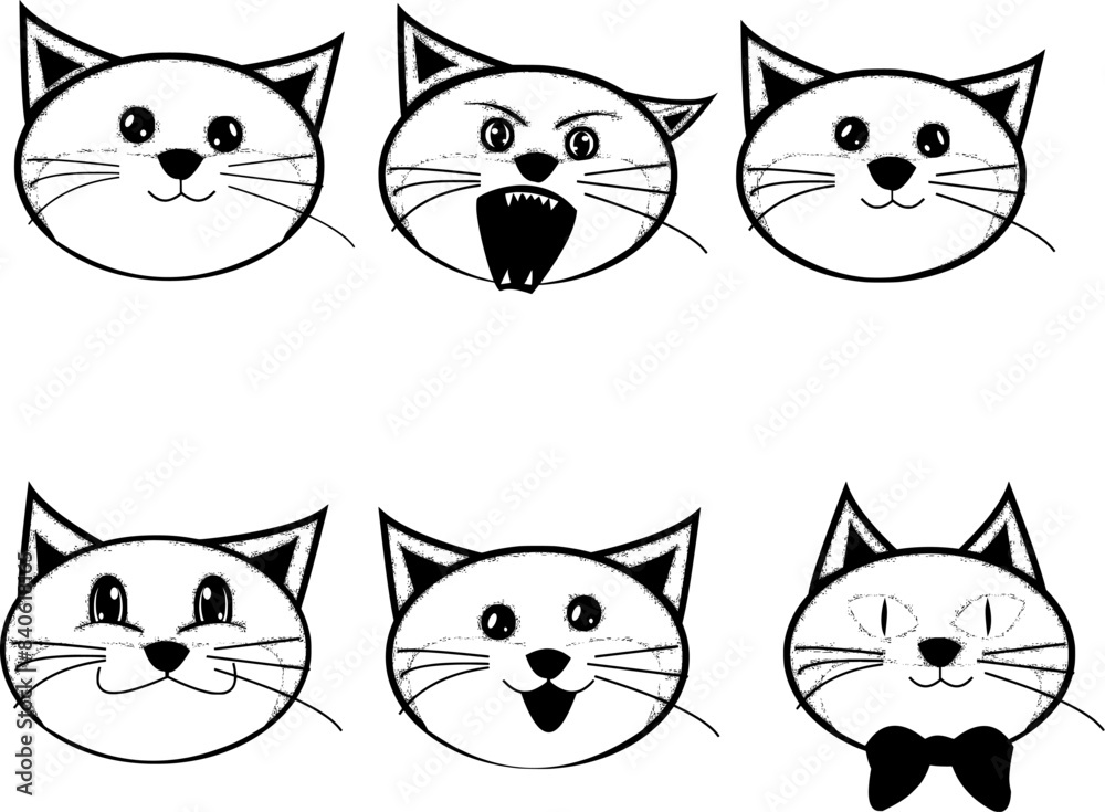 Fototapeta premium set of cats, with orange colour, and white.