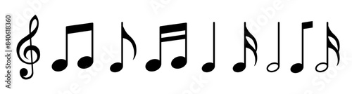 Music notes icon set. Musical key symbols. Music notes symbol vector illustration.