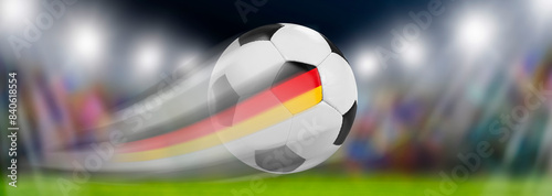 Soccer Fußball mit Deutscher Flagge im Stadion