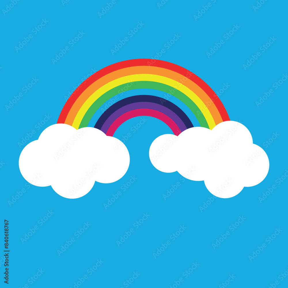 rainbow and clouds, colored background rainbow and clouds, colored background