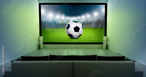 Soccer Fußball auf einem Bildschirm im Heimkino