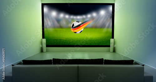 Fußball auf einem Bildschirm im Heimkino