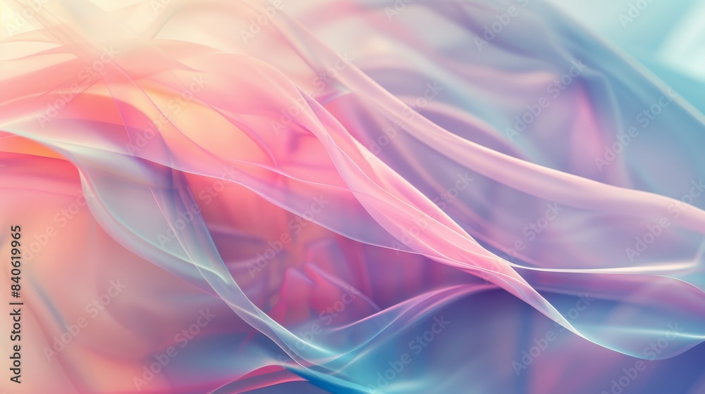 Naklejka premium lurred Abstract 3D Background, Soft Pastel Gradient, Flowing Curves