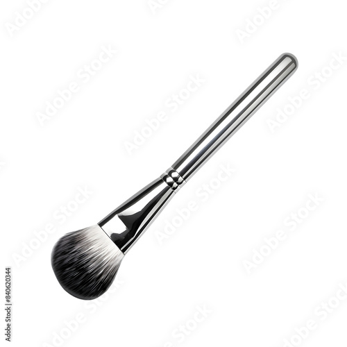 silver makeup brush isolated on transparent background. generative ai