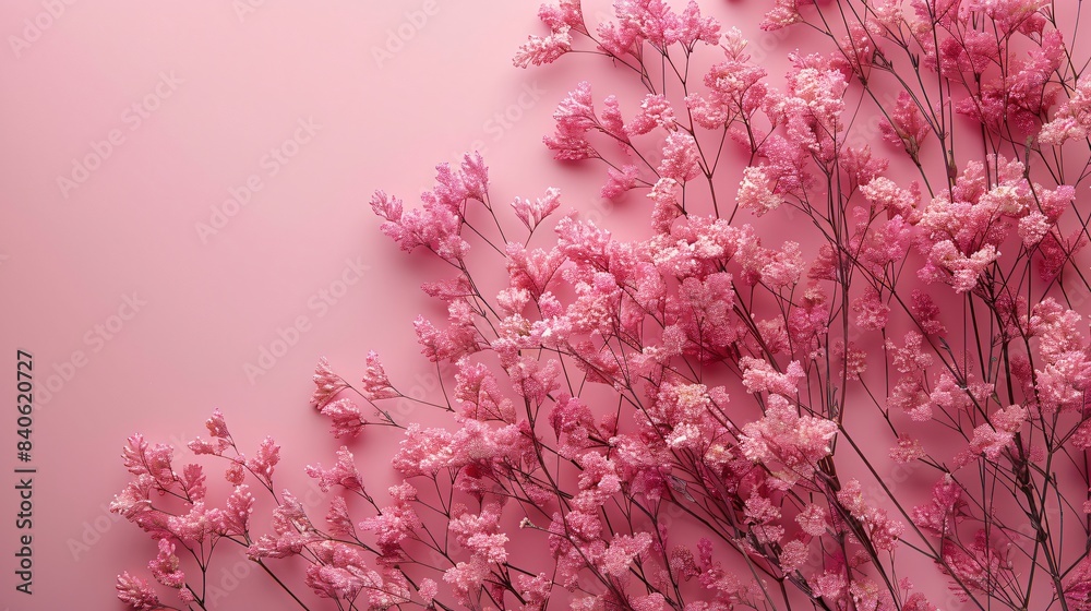 Pink floral display on pink backdrop Pink floral display on pink backdrop