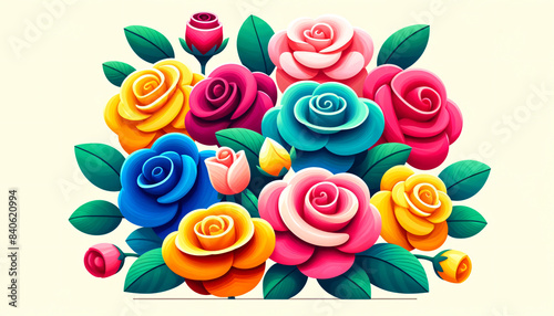 Colorful Roses Clipart for Kids - Engaging Learning Tool
