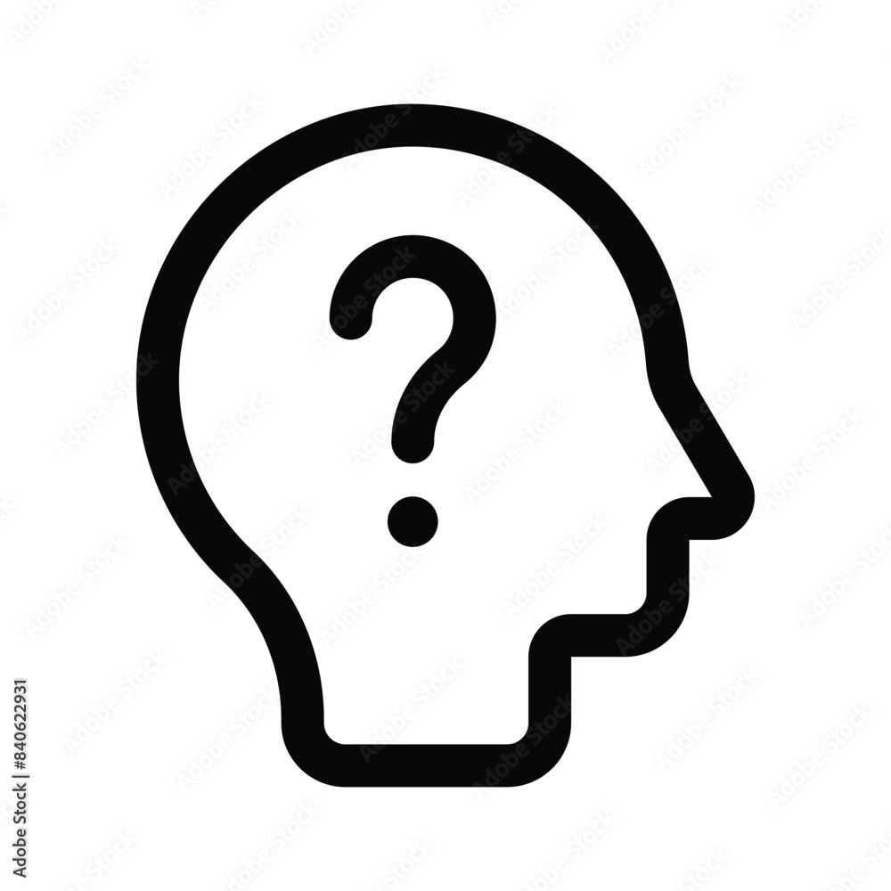 Question mark inside mind, well designed icon of confused mind Question mark inside mind, well designed icon of confused mind
