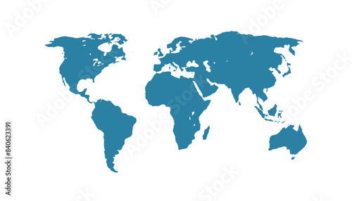 Fototapeta Naklejka Na Ścianę i Meble -  World map. Modern color vector map. Silhouette map.	