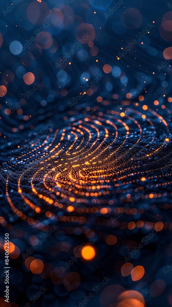 Abstract blue and orange bokeh background with swirling light patterns. Abstract blue and orange bokeh background with swirling light patterns.