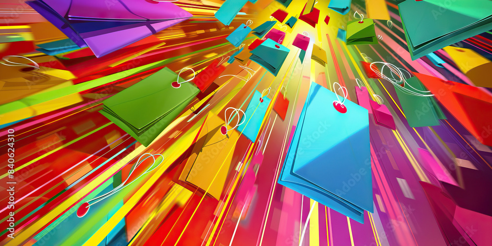 Fototapeta premium Discount Echo: Abstract echoes and repetitions of sale tags and banners in a dynamic pattern