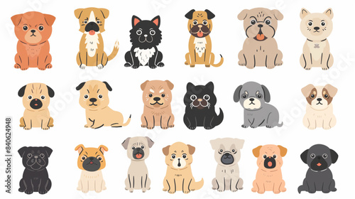 Hand draw abstract dogs or puppies flat icon 