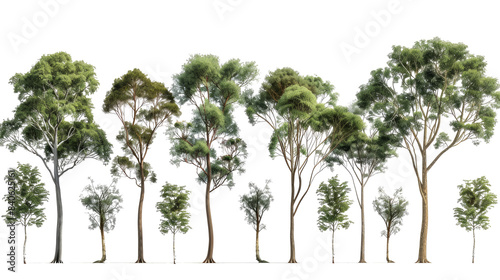 set of eucalyptus  trees with isolated transparent background © gusion