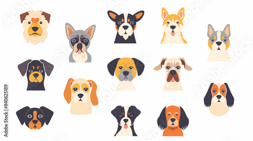 Hand draw abstract dogs or puppies flat icon 