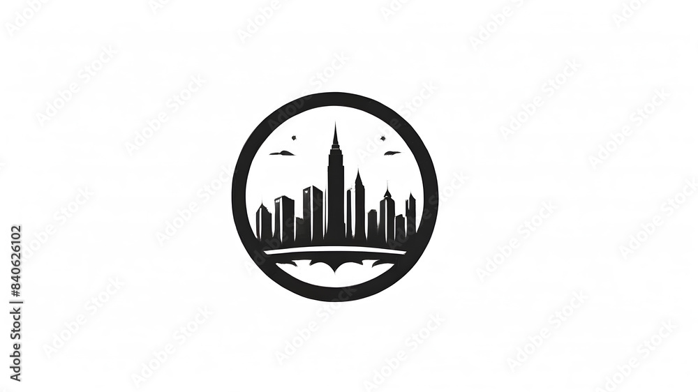 City buildings industrial themed logo icon on the white background Generative AI