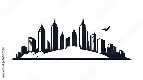 City buildings industrial themed logo icon on the white background Generative AI photo