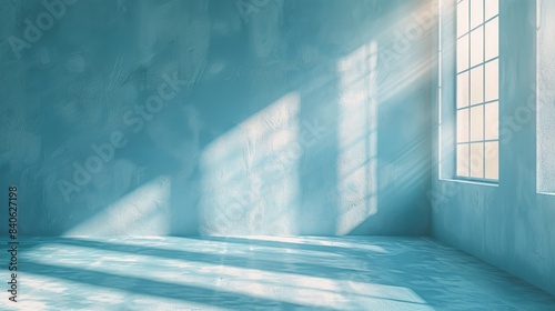 Light Streaming Through a Window in a Blue Room
