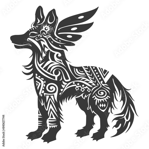 Wallpaper Mural Tribal Fox with Wings: Ornamental Silhouette Vector. Torontodigital.ca