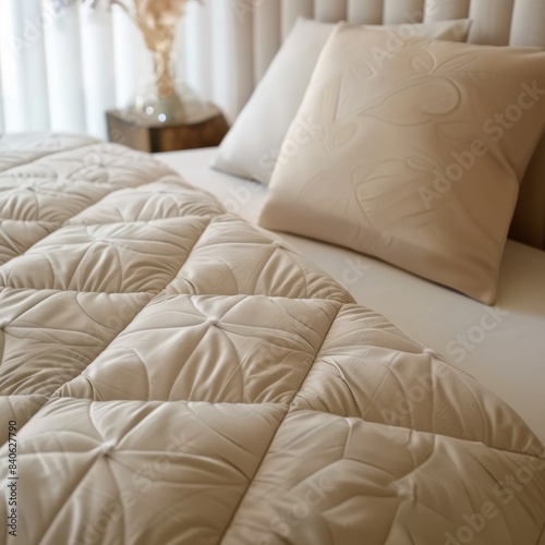 Closeup of a Soft and Plush Beige Comforter © rezor