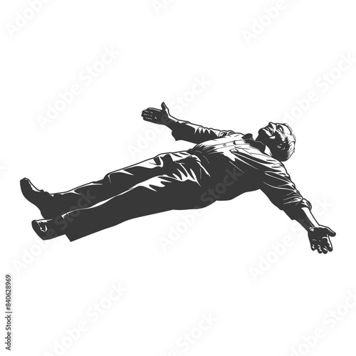 Man Lying Backwards, Arms Outstretched, Isolated Vector Illustration.