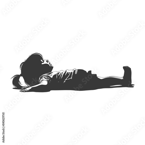 Silhouette of a Little Girl Laying Down, Looking Upward.