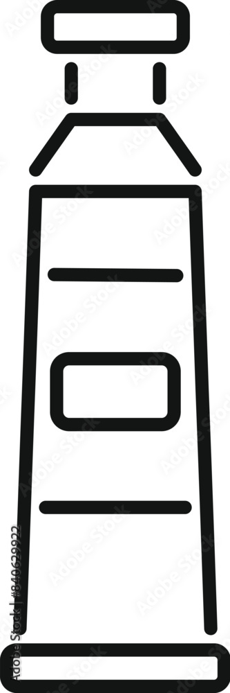 Black and white vector illustration of a simplified, outline toothpaste tube Black and white vector illustration of a simplified, outline toothpaste tube